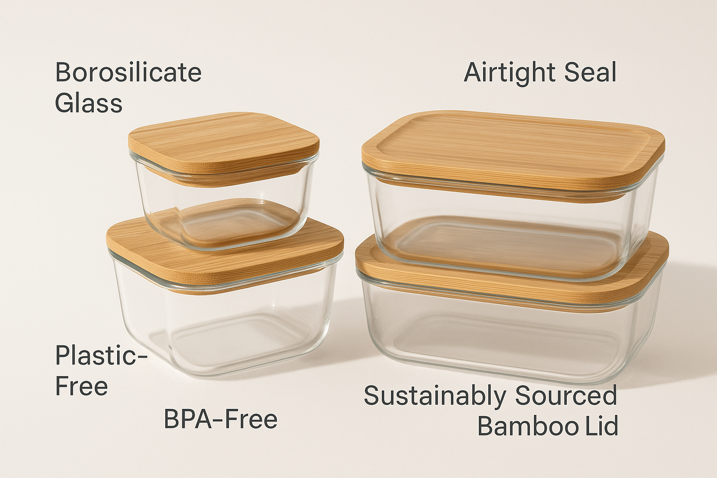 Reusable Storage Containers (Glass + Bamboo Lid)