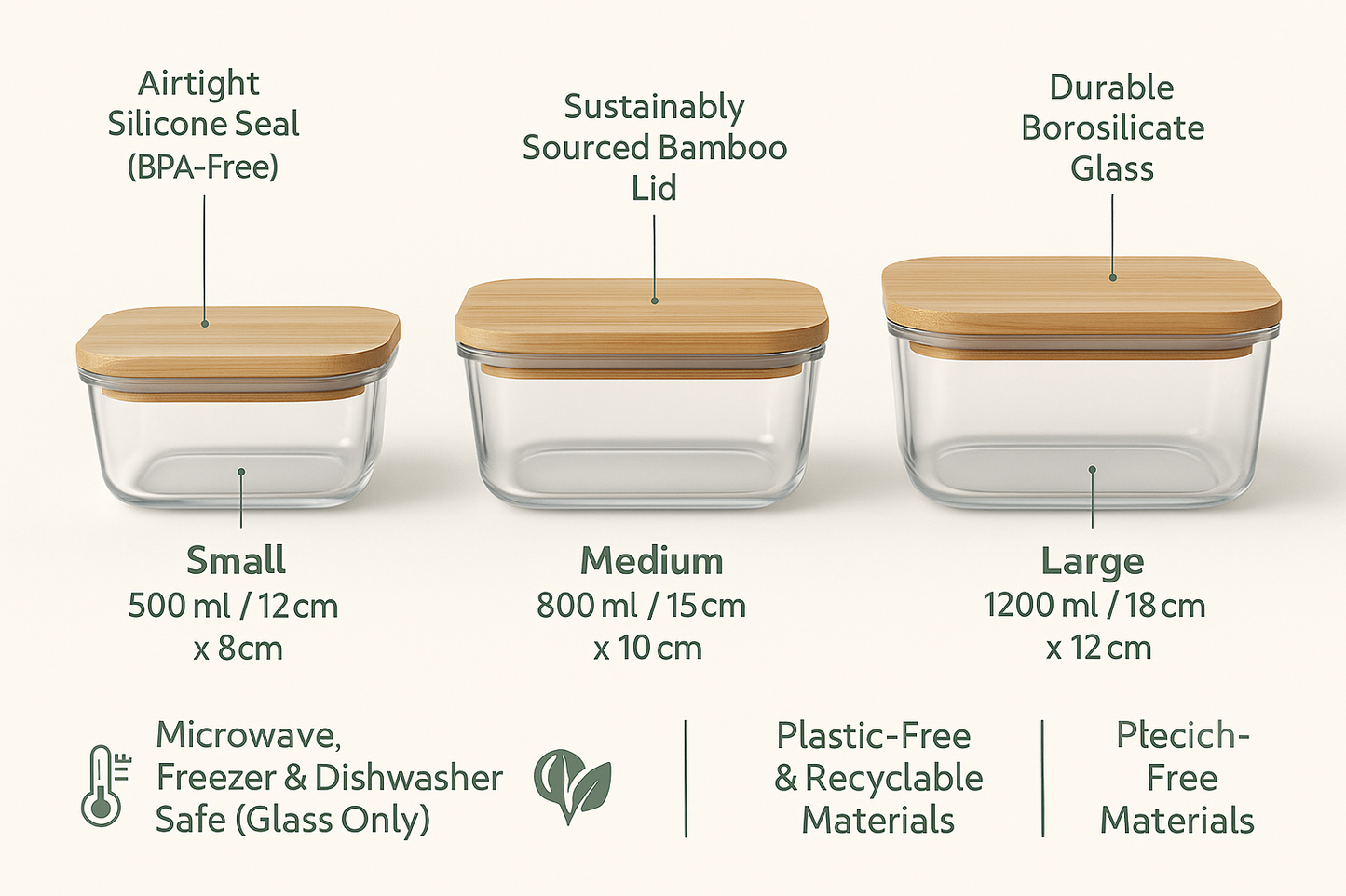 Reusable Storage Containers (Glass + Bamboo Lid)