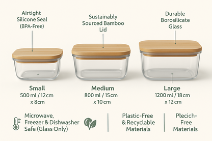 Reusable Storage Containers (Glass + Bamboo Lid)